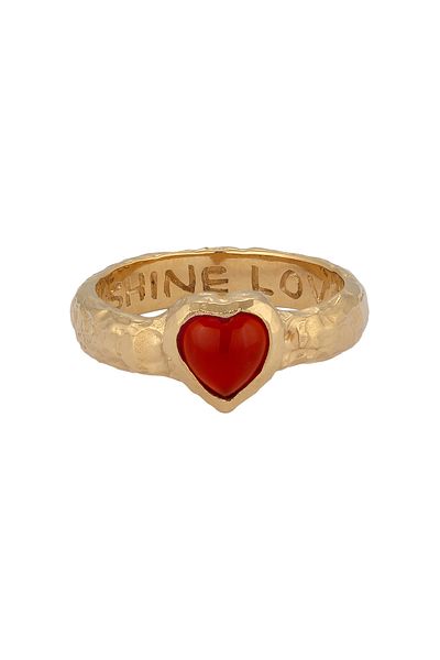 HAZE & GLORY Ring Herz Onyx Rot 925 Sterling Silber - Heart Over Heels