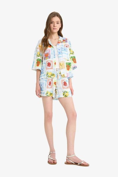 DeFacto Coool A-Line Regular Waist Short Leg Flared Cotton Shorts F2544Ax25Sm