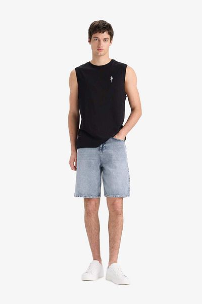 DeFacto Σορτς Jean Bermuda Straight Fit από 100% βαμβάκι F5540AX25SM