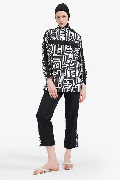 DeFacto Regular Fit Patterned 3-Piece Basic Plain Burkini Hijab Swimsuit Set E7996Ax25Hs
