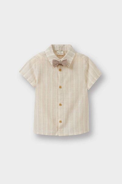 DeFacto Baby Boy 4-Piece Set Striped Poplin Shirt Shorts Bow Tie Pants Strap B8082A525Sm