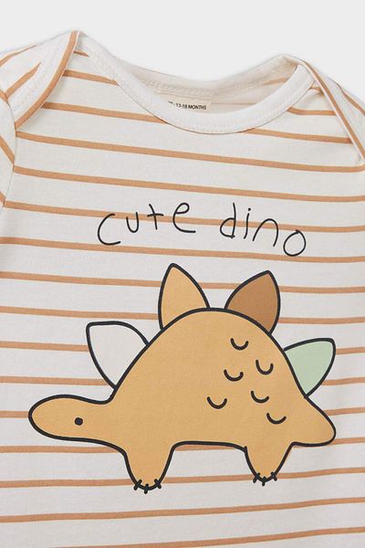 DeFacto Baby Junge Neugeborene Dinosaurier bedruckt gekämmte kurze Ärmel Strampler E4016A525HS
