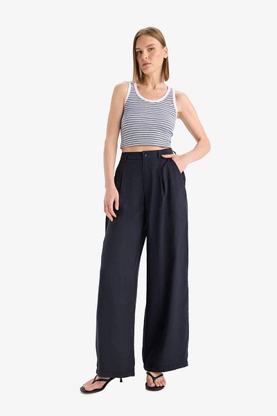 DeFacto Carrot Fit Double Pocket High Waist Wide Leg Modal Pants E6331Ax25Sp