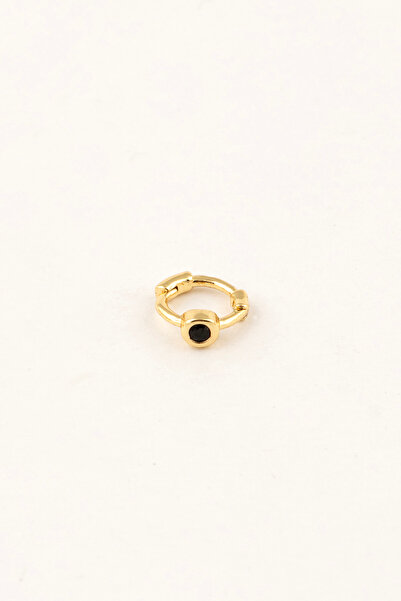 Sortie Aksesuar Siyah Zirkon Taşlı Top Figürlü Paslanmaz Çelik Helix Küpe