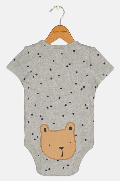 GAP Toddlers Boy Allover Print Short Sleeves Bodysuit, Grey