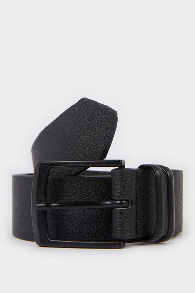 DeFacto Boy's Rectangular Buckle Faux Leather Casual Belt F7019A8Ns