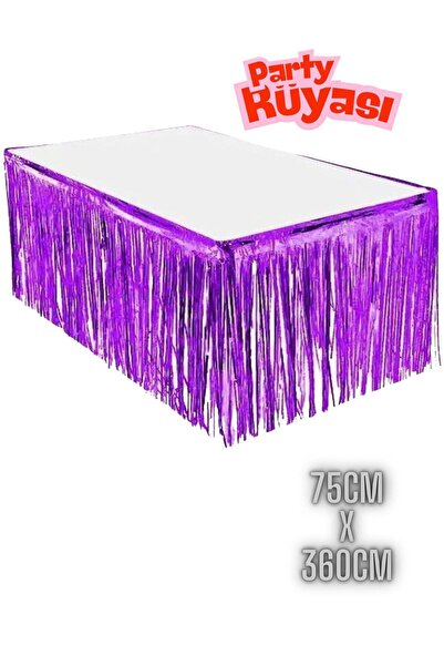 partyrüyası Mor Metalik Püskül Metalize Masa Eteği Masa Püskülü Masa Kenarlığ...
