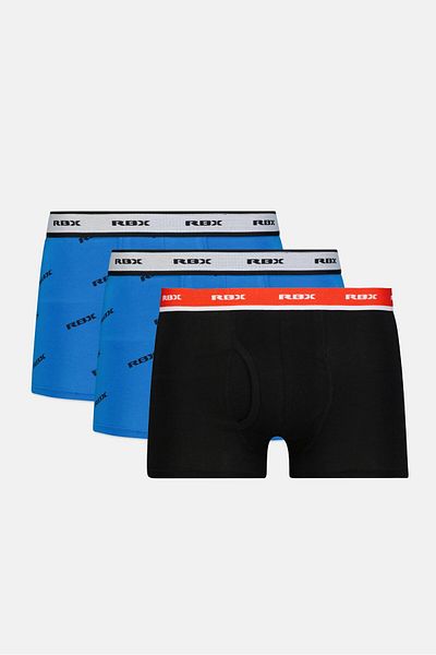 RBX Men 3 Pieces Brand Logo Boxer Brief, Multicolor