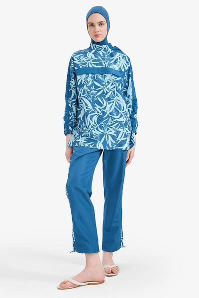 DeFacto Regular Fit Color Blocked 3-Piece Patterned Burkini Hijab Swimsuit Set E7996Ax25Hs