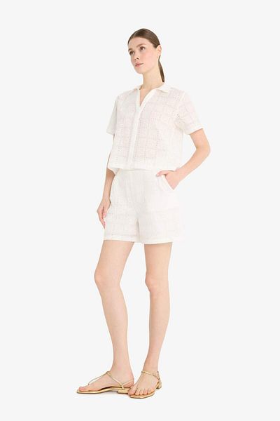 DeFacto Regular Fit Straight Leg Brode Shorts F5926Ax25Sm