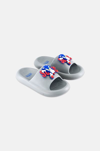 Sonic Kids Boy Super Sonic Slip On Slippers, Grey