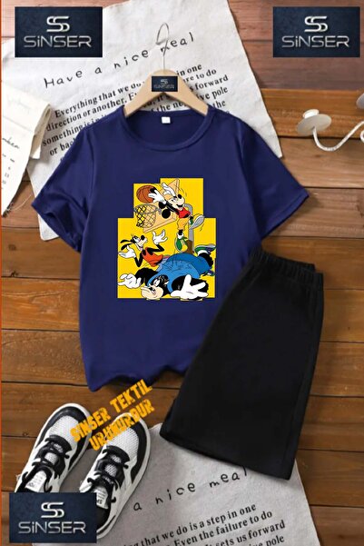 SS SİNSER Tricou cu gât rotund cu imprimeu special pentru copii „MICKEY BASKE...