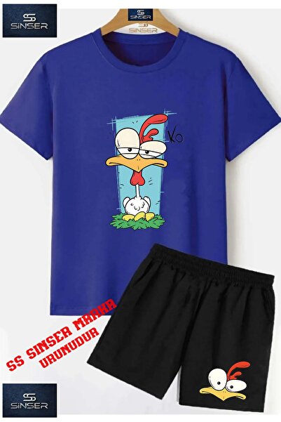 SS SİNSER Children's “Chicken Ko“ Special Printed Crew Neck T-Shirt - Shorts Set