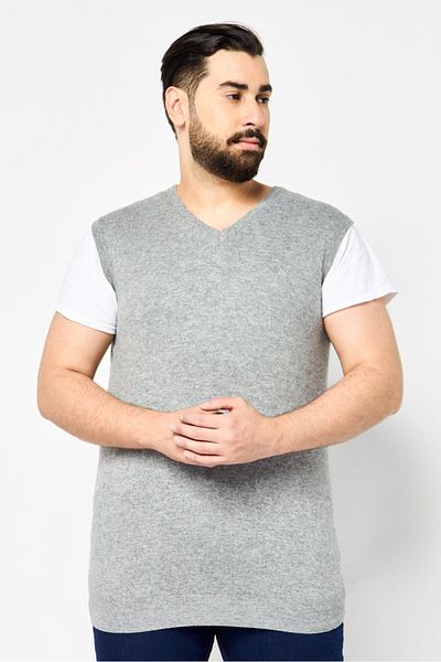 Harmont & Blaine Jeans Men V-Neck Heather Vest Sweater, Grey