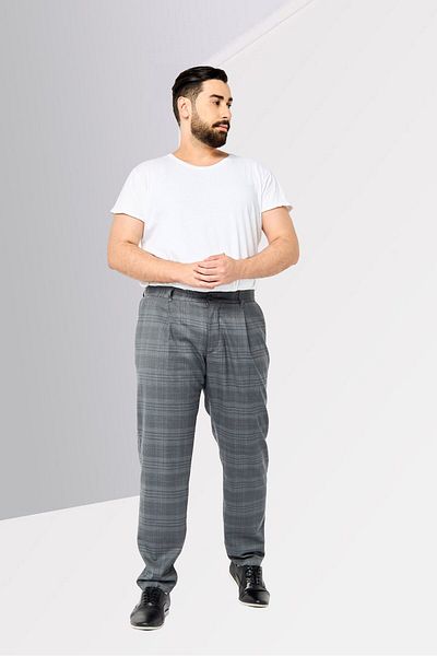 Tommy Hilfiger Men Regular Fit Plaid Dress Pants, Dark Ash Grey