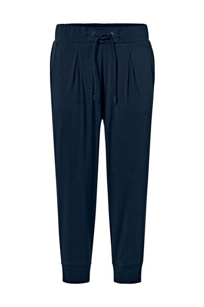 Tchibo Women Comfort Fit Plain 3/4 Cropped Jersey Pants, Navy