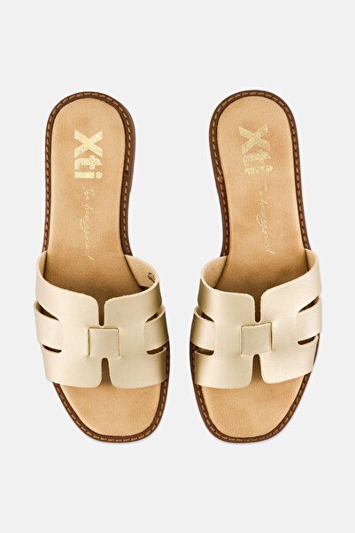 XTI Women Leather Upper Slip On Flats, Beige