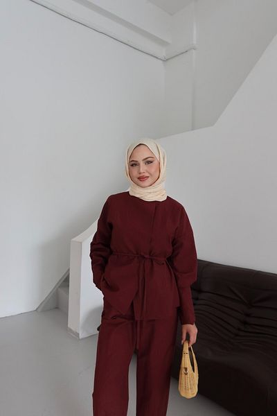 TANISA Zenta Belt Detail Hijab Bottom Top Set Tns-4430