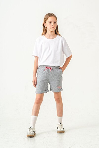 Mışıl Kids Pantaloni scurți pentru fete cu broderie Always Be Joyful