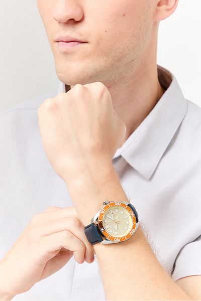 Timberland Men TDWGB2230605 Leather Analog Watch 45 mm, Navy