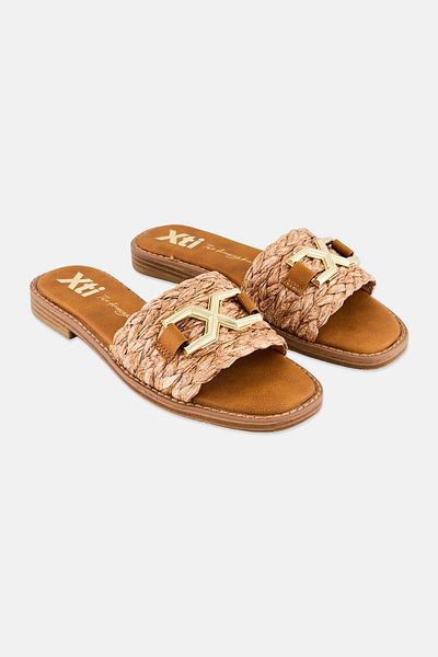 XTI Women Slip On Leather Flats, Camel
