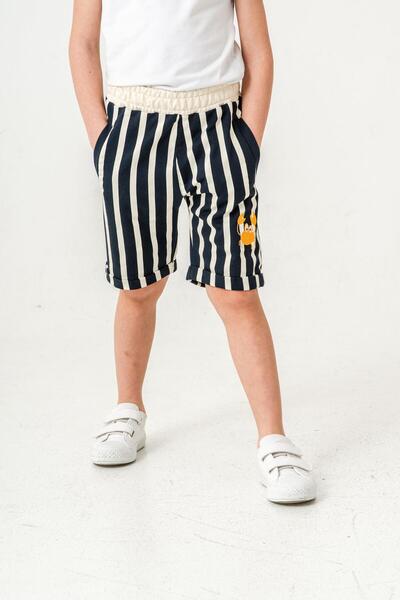Mışıl Kids All Area Striped Crab Printed Boy's Shorts