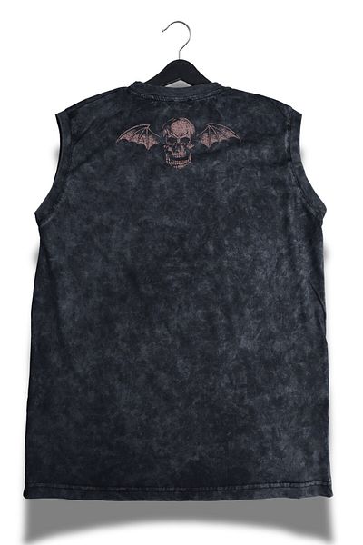 Fuddy Moda Avenged Sevenfold Ense εμπριμέ πλενόμενο αμάνικο μπλουζάκι, Unisex ροκ μπάντα με θέμα μηδενικό μανίκι