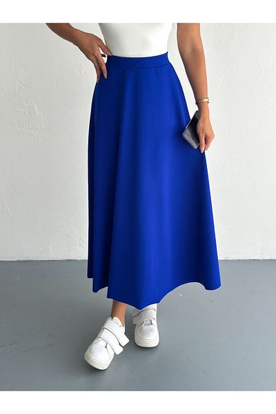 MaxiMor Hijab Katın, țesătură creponată din Lycra importată, fustă clopot Kilos -saxs