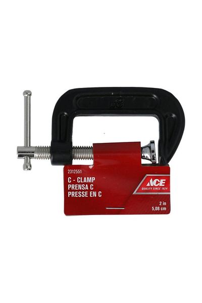 Generic مشبك C متين بمقبض منزلق على شكل حرف T من ACE باللونين الأسود والفضي مقاس 2 بوصة ACE019-CP16