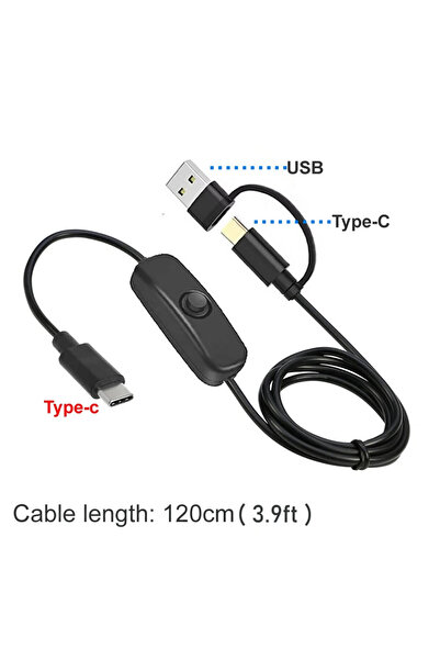 Choice كابل تحويل 2 في 1 إلى كابل Type-C Type C، كابل شحن Micro USB مع مفتاح تشغيل/إيقاف، كابل تحويل USB إلى DC