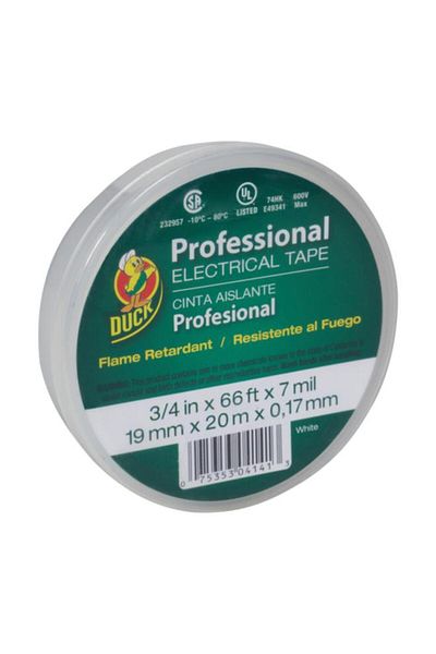 Generic شريط كهربائي احترافي من Duck أبيض 3/4 بوصة × 66 قدمًا