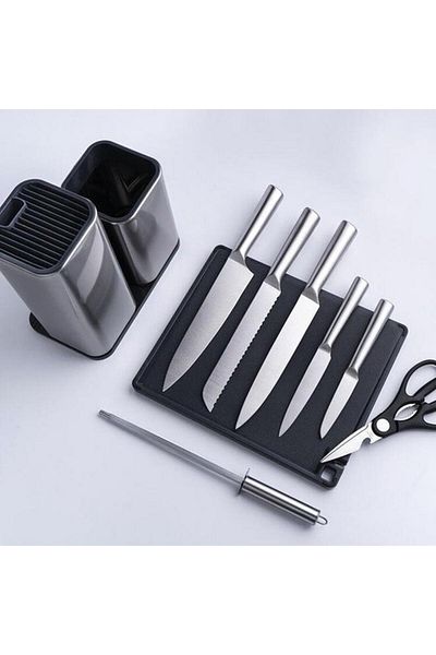 Generic HATCHEN 10-Piece Stainless Steel Kitchen Knife Set Black and Silver
