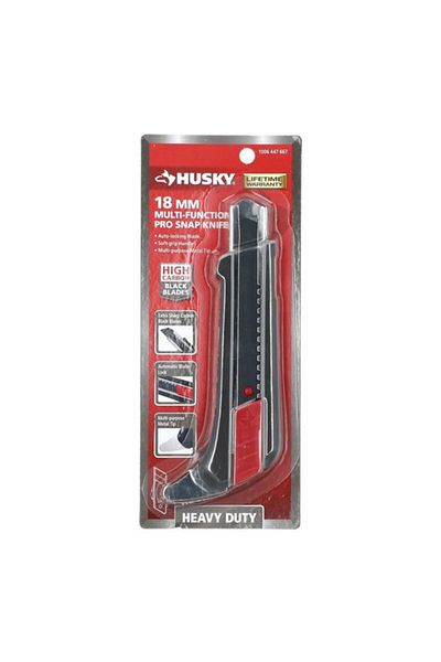 Generic Husky Multi Function Pro Snap Knife with Metal Tip Black and Red 18mm RK7ME-HUS