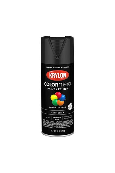 Generic KRYLON Colormaxx Indoor and Outdoor Spray Paint and Primer Satin Black 12oz K05557007