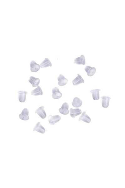 OEM Set 20 dopuri de cercei hipoalergenice din silicon, 6x5 mm, transparente