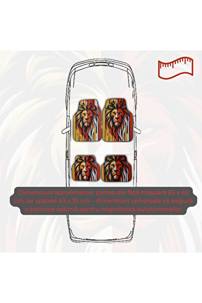 Generic Covorase Auto Universale “Lion Power” – Design Tribal Rosu-Galben
