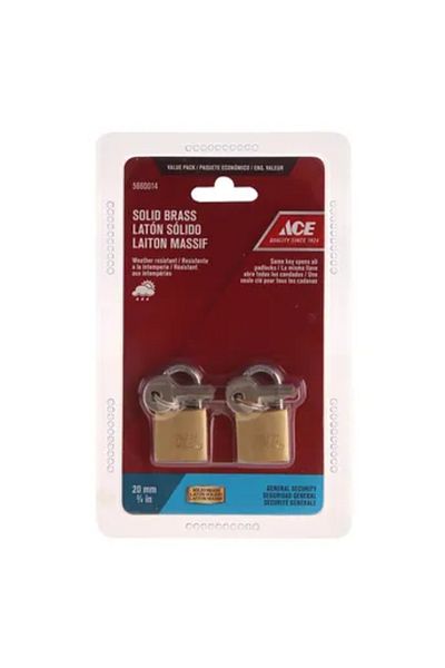 ACE Solid Brass Padlock Pack (20 mm, 2 Pc.)