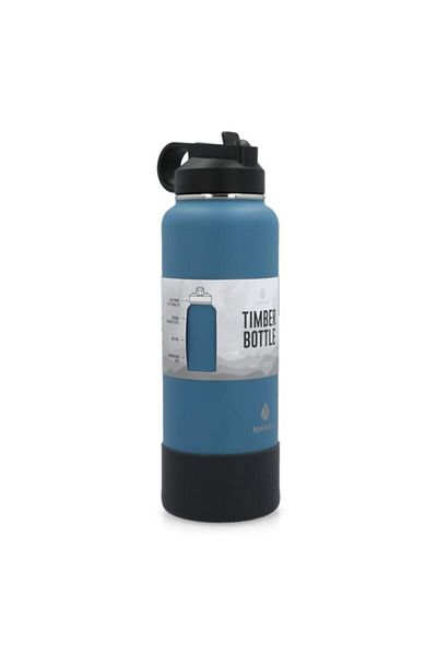 Generic MANNA Timber Stainless Steel Leaf Proof Water Bottle Blue and Black 1.18 Liter AC44081