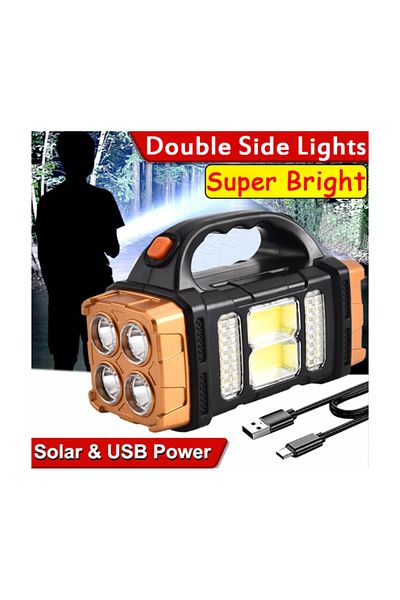 Generic 5 in 1 Solar Torch Light Super Bright Led Flashlight Waterproof 4 Modes Searchlight Emergenc