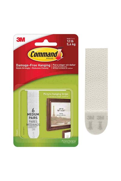 Generic شرائط تعليق الصور البلاستيكية ذاتية اللصق متوسطة الحجم من 3M Command باللون الأبيض 17204ES