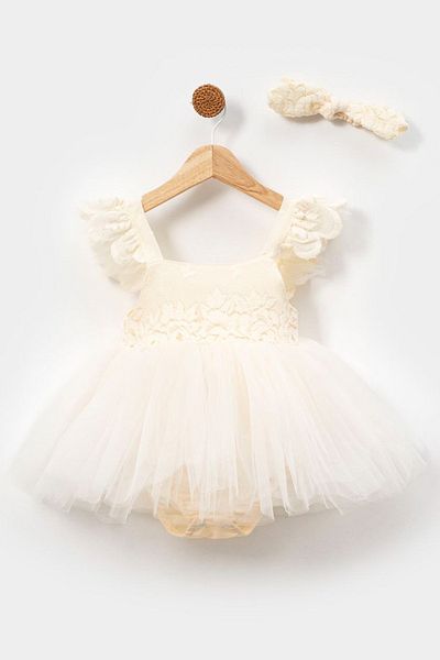 Baby Animals Baby Girl Girl Kid Birthday Party Wedding Dress Short Sleeve Ribbons Bandana Ruched Lined Romper
