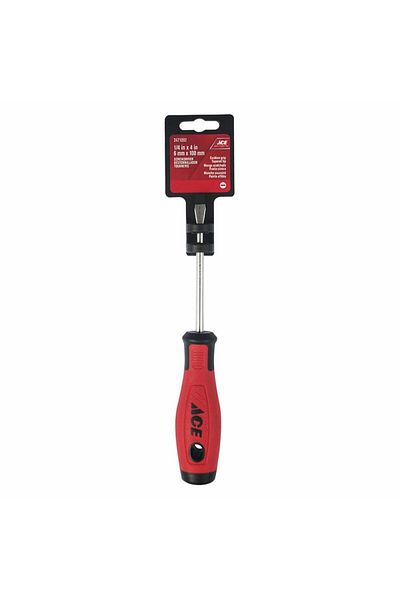 ACE Steel Slotted Taper Screwdriver W/Cushion Grip Handle (6 x 100 mm)