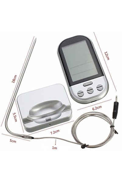 OEM Termometru digital cu sondă, wireless, afișaj LCD, pentru bucătărie, 8 butoane