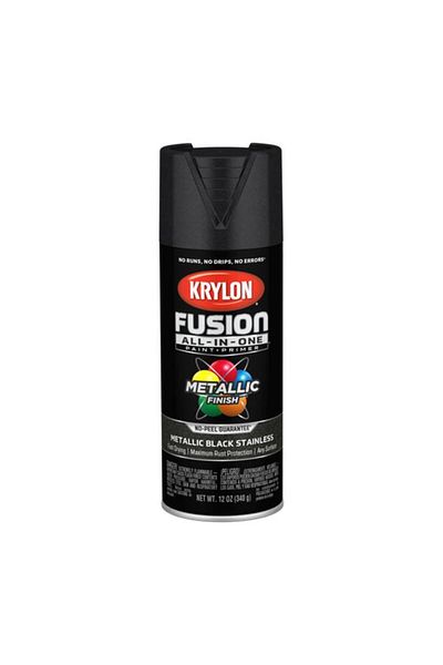 Generic KRYLON Fusion All-In-One Spray Paint and Primer Metallic Black Stainless 12oz K02790007