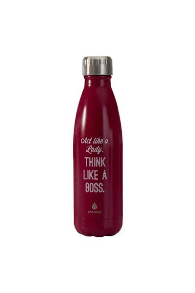 Generic MANNA Act Like a Lady Think Like a Boss Printed Insulated Stainless Steel Water Bottle Maroon 500ml