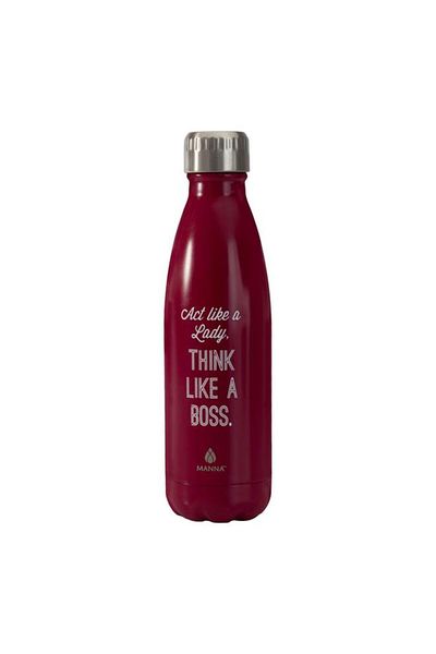Generic MANNA Act Like a Lady Think Like a Boss Printed Insulated Stainless Steel Water Bottle Maroon 500ml