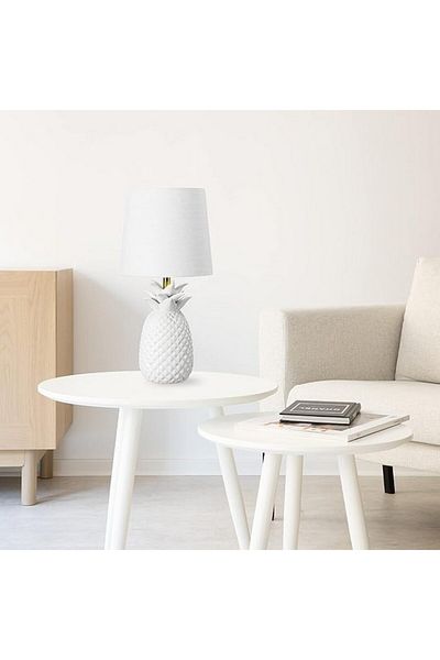 Navaris White ceramic lamp with pineapple design, wired, 40 cm, Navaris