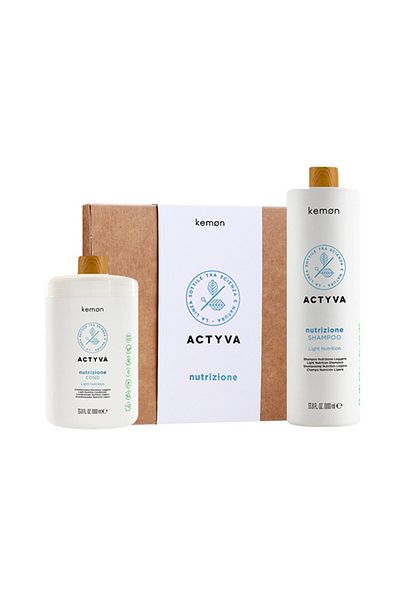Kemon Actyva Nutrizione Hydration Set, Shampoo 1000 ml Conditioner 1000 ml