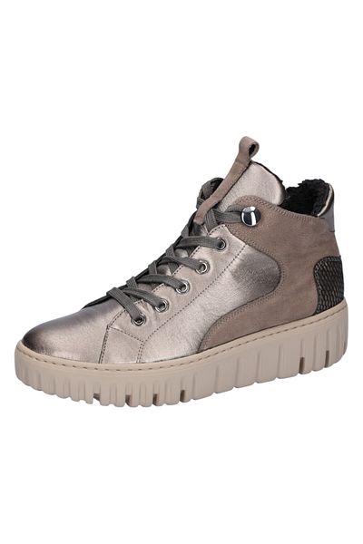 Waldläufer Damen Mid Sneaker H-livia Mid Top 941804 403 Grau 999 Schiefer Carbon Leder Mit Eva & Herausnehmbar