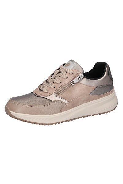 Waldläufer Damen Low Sneaker H-mara Low Top 765001 105 Grau 308 Taupe Leder Mit Eva & Herausnehmbar